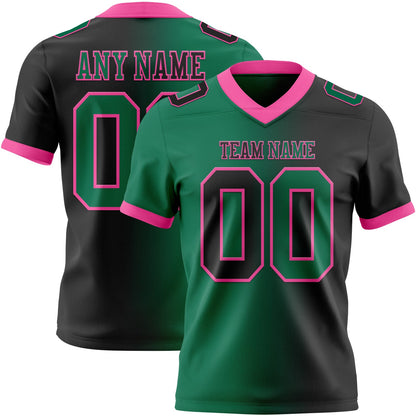 Custom Black Kelly Green-Pink Mesh Authentic Gradient Fashion Football Jersey - Sky-Custom