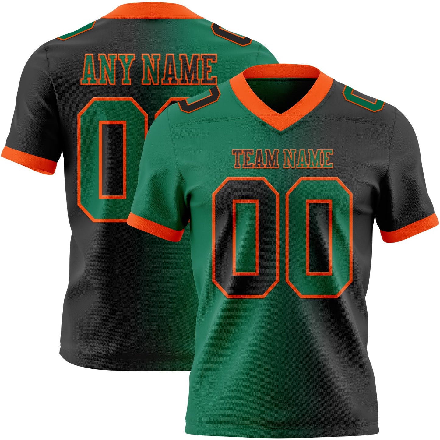 Custom Black Kelly Green-Orange Mesh Authentic Gradient Fashion Football Jersey - Sky-Custom