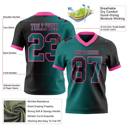 Custom Black Teal-Pink Mesh Authentic Gradient Fashion Football Jersey - Sky-Custom