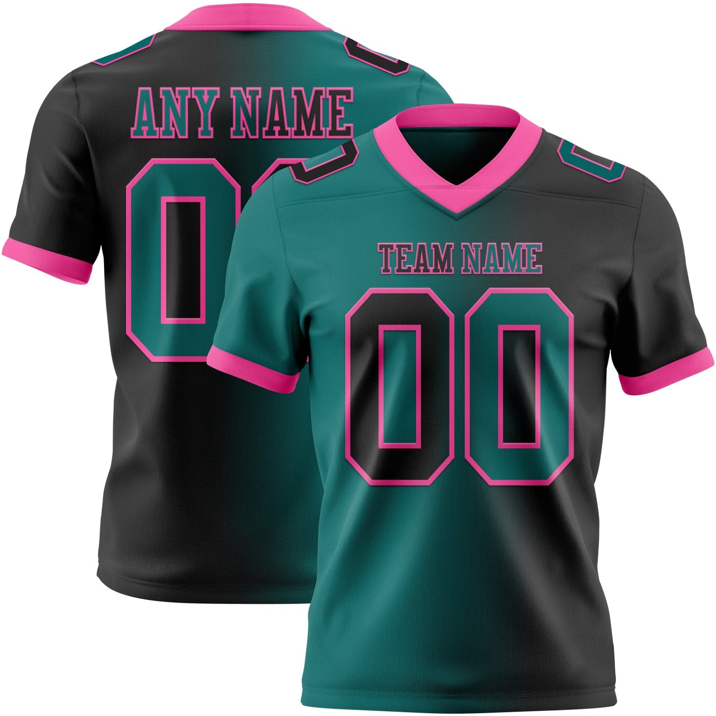Custom Black Teal-Pink Mesh Authentic Gradient Fashion Football Jersey - Sky-Custom