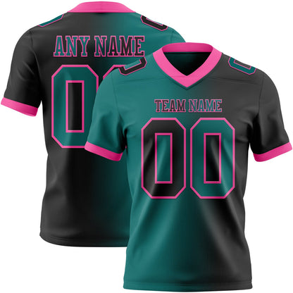 Custom Black Teal-Pink Mesh Authentic Gradient Fashion Football Jersey - Sky-Custom