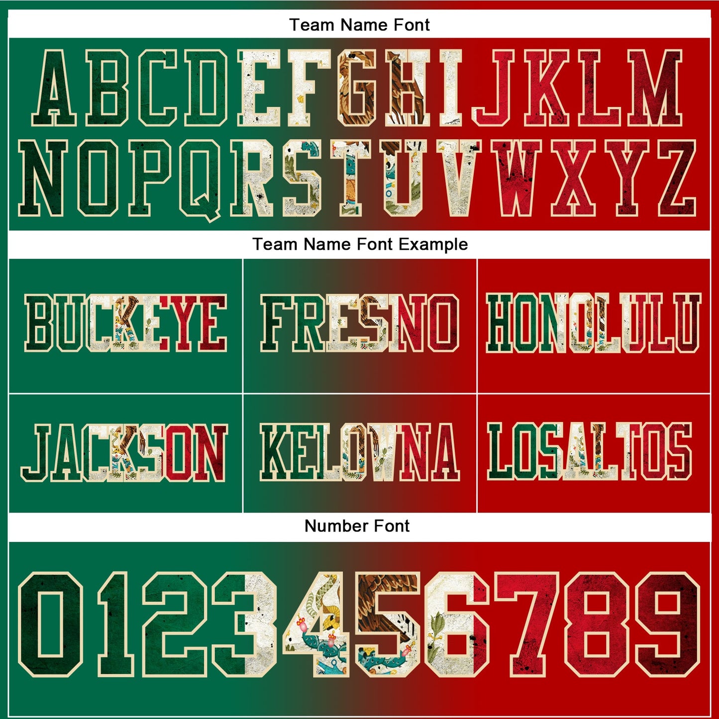 Custom Red Vintage Mexican Flag Kelly Green-Cream Mesh Authentic Gradient Fashion Football Jersey - Sky-Custom