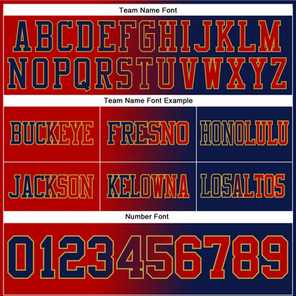 Custom Navy Red-Old Gold Mesh Authentic Gradient Fashion Football Jersey - Sky-Custom