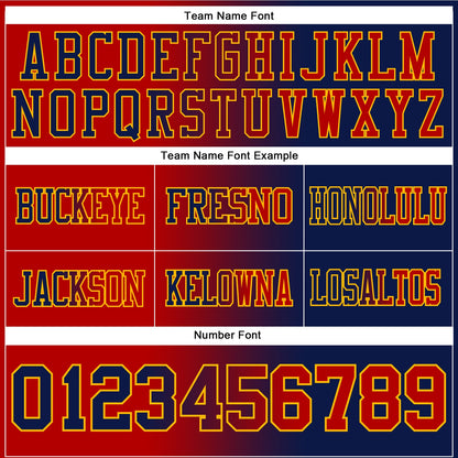 Custom Navy Red-Gold Mesh Authentic Gradient Fashion Football Jersey - Sky-Custom
