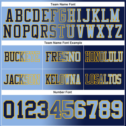Custom Navy Light Blue-Gold Mesh Authentic Gradient Fashion Football Jersey - Sky-Custom