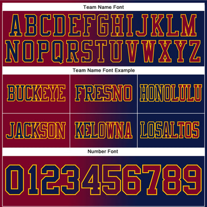Custom Navy Maroon-Gold Mesh Authentic Gradient Fashion Football Jersey - Sky-Custom