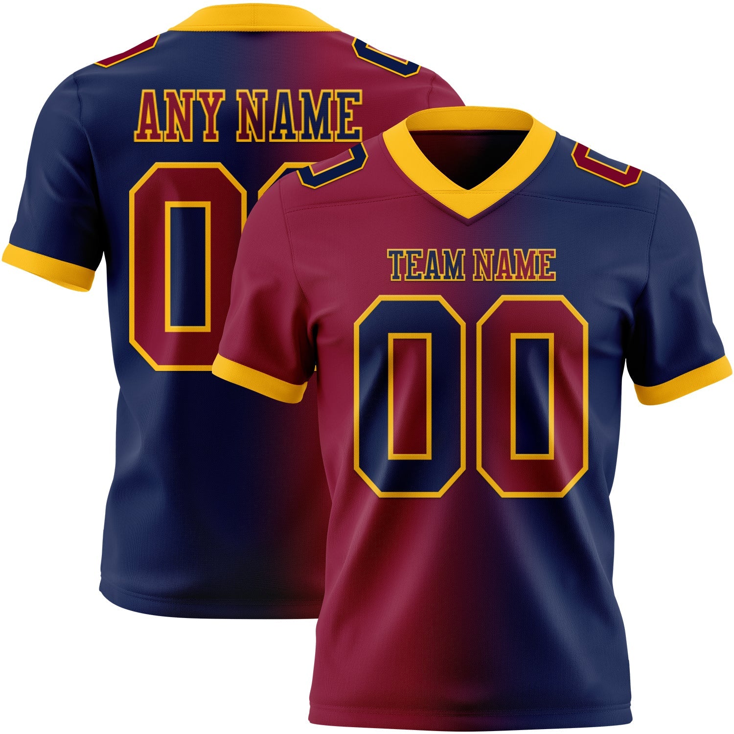 Custom Navy Maroon-Gold Mesh Authentic Gradient Fashion Football Jersey - Sky-Custom