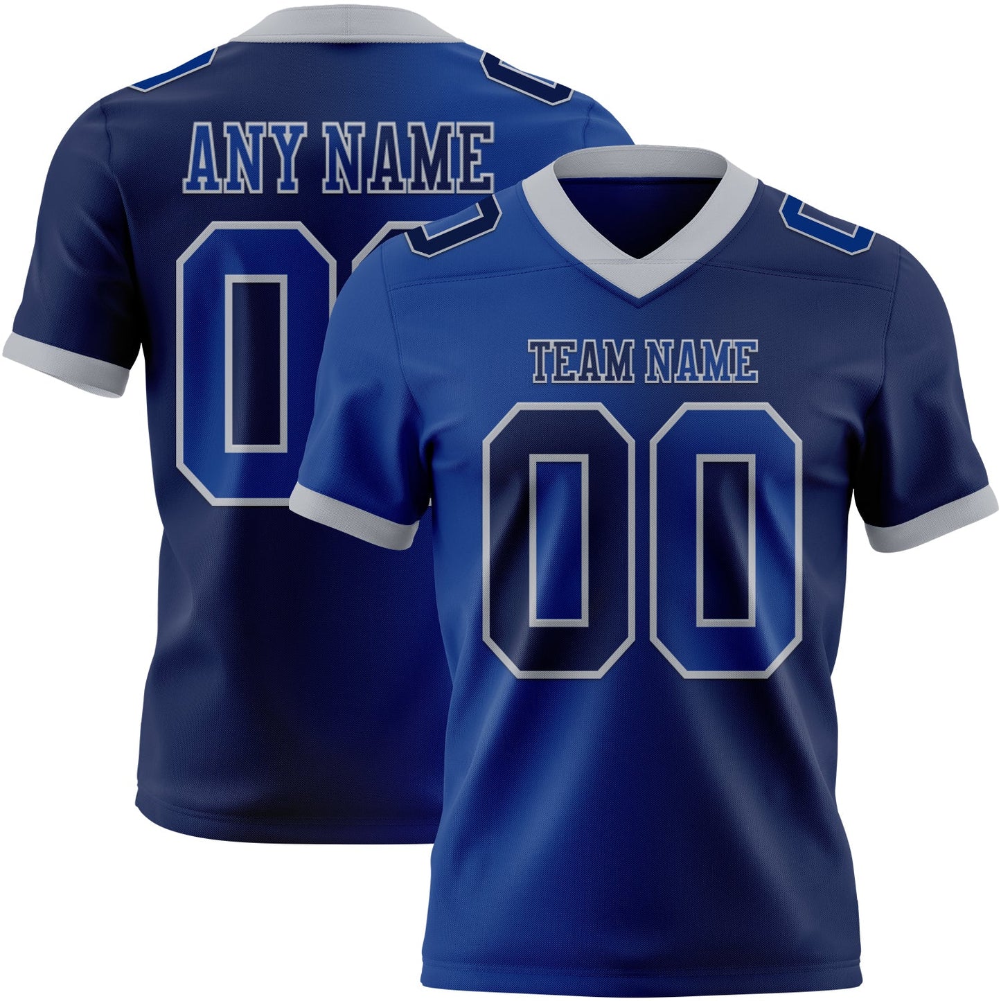 Custom Navy Royal-Gray Mesh Authentic Gradient Fashion Football Jersey - Sky-Custom