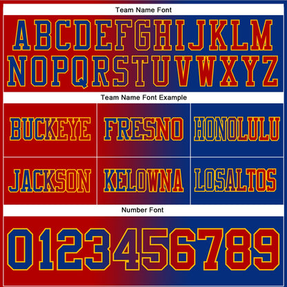 Custom Royal Red-Gold Mesh Authentic Gradient Fashion Football Jersey - Sky-Custom