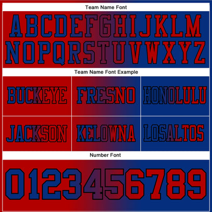 Custom Royal Red-Black Mesh Authentic Gradient Fashion Football Jersey - Sky-Custom