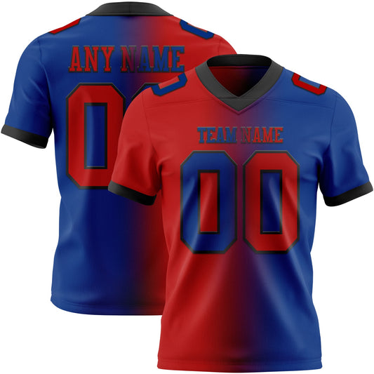 Custom Royal Red-Black Mesh Authentic Gradient Fashion Football Jersey - Sky-Custom