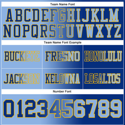 Custom Royal Light Blue-Gold Mesh Authentic Gradient Fashion Football Jersey - Sky-Custom