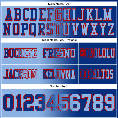 Custom Royal Light Blue-Red Mesh Authentic Gradient Fashion Football Jersey - Sky-Custom