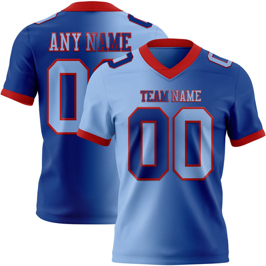 Custom Royal Light Blue-Red Mesh Authentic Gradient Fashion Football Jersey - Sky-Custom