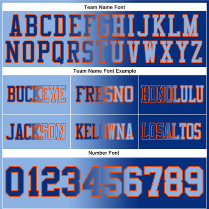 Custom Royal Light Blue-Orange Mesh Authentic Gradient Fashion Football Jersey - Sky-Custom