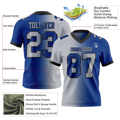 Custom Royal Gray-Black Mesh Authentic Gradient Fashion Football Jersey - Sky-Custom