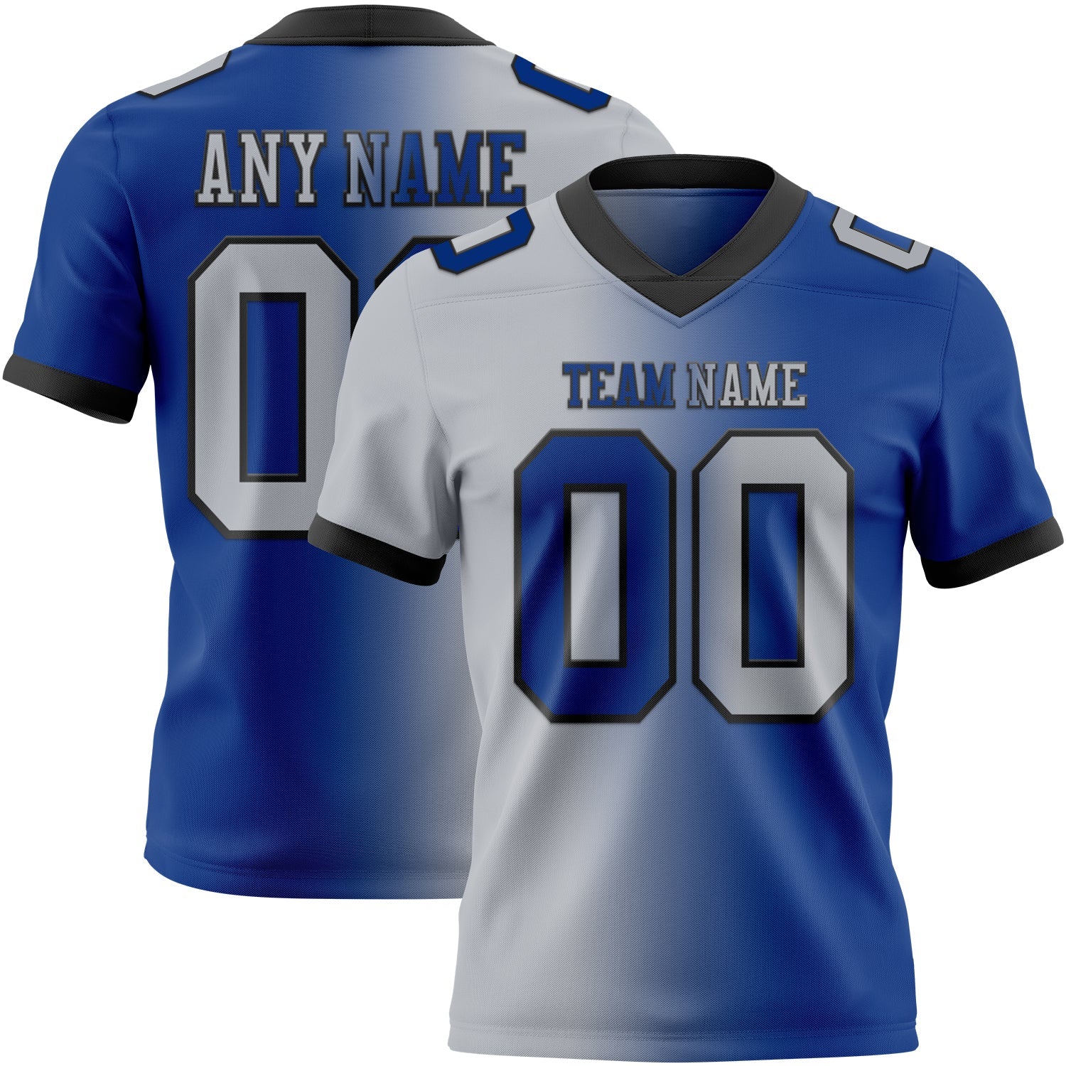 Custom Royal Gray-Black Mesh Authentic Gradient Fashion Football Jersey - Sky-Custom