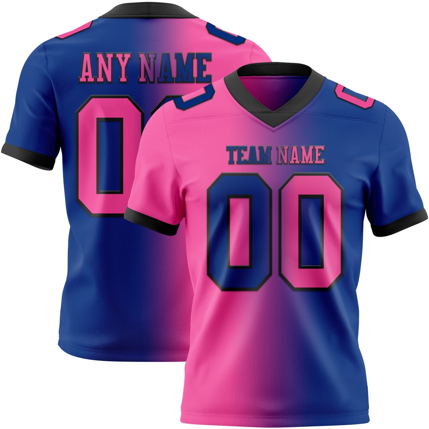 Custom Royal Pink-Black Mesh Authentic Gradient Fashion Football Jersey - Sky-Custom