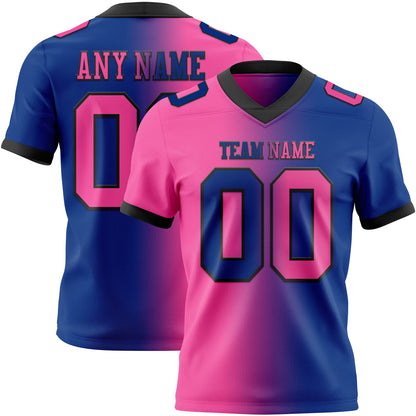 Custom Royal Pink-Black Mesh Authentic Gradient Fashion Football Jersey - Sky-Custom