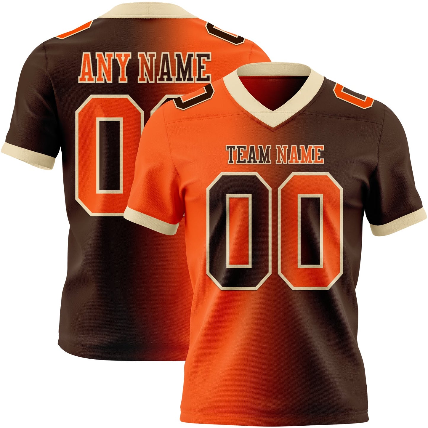 Custom Brown Orange-Cream Mesh Authentic Gradient Fashion Football Jersey - Sky-Custom