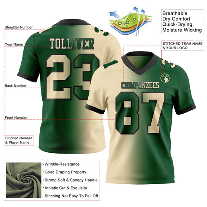 Custom Green Cream-Black Mesh Authentic Gradient Fashion Football Jersey - Sky-Custom