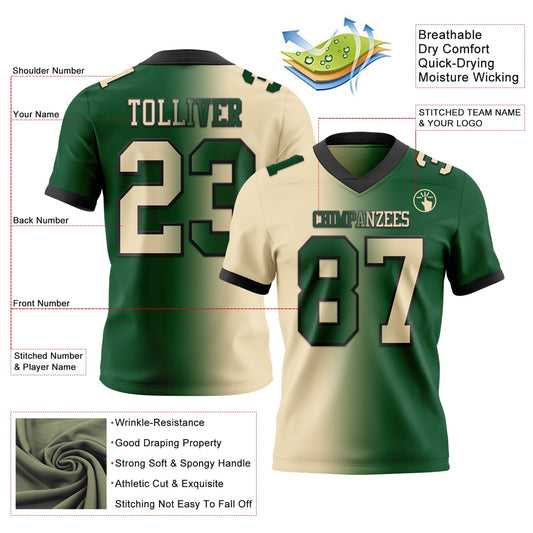 Custom Green Cream-Black Mesh Authentic Gradient Fashion Football Jersey - Sky-Custom