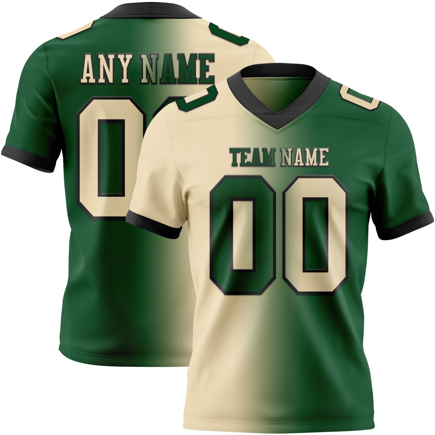 Custom Green Cream-Black Mesh Authentic Gradient Fashion Football Jersey - Sky-Custom