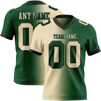 Custom Green Cream-Black Mesh Authentic Gradient Fashion Football Jersey - Sky-Custom
