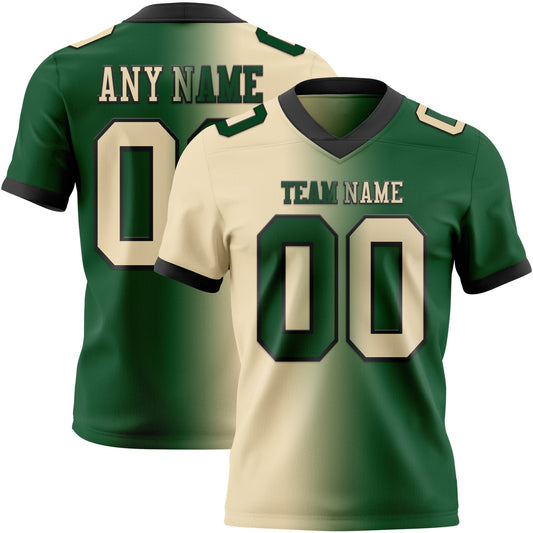 Custom Green Cream-Black Mesh Authentic Gradient Fashion Football Jersey - Sky-Custom