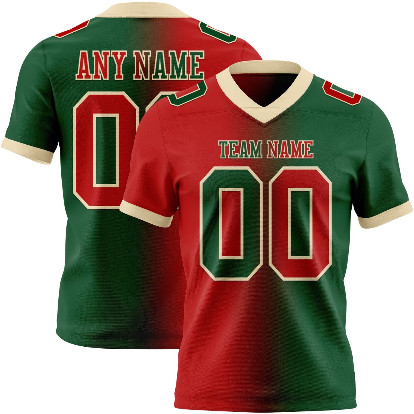 Custom Green Red-Cream Mesh Authentic Gradient Fashion Football Jersey - Sky-Custom