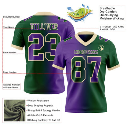 Custom Green Purple-Cream Mesh Authentic Gradient Fashion Football Jersey - Sky-Custom