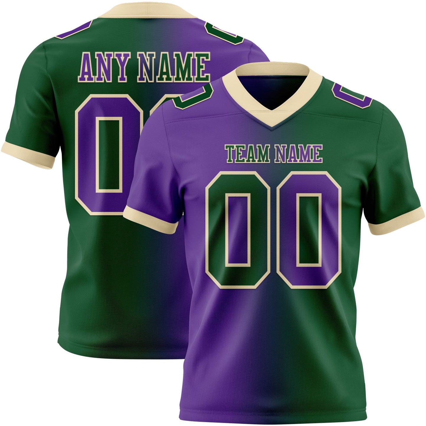 Custom Green Purple-Cream Mesh Authentic Gradient Fashion Football Jersey - Sky-Custom