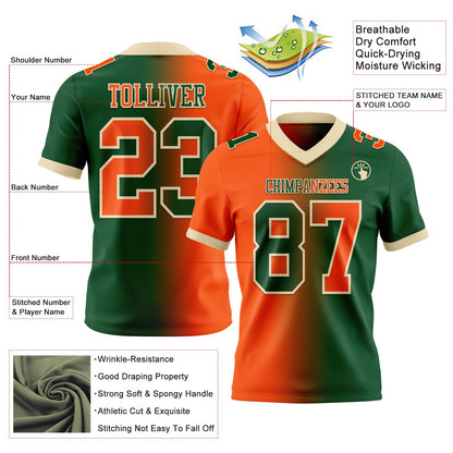 Custom Green Orange-Cream Mesh Authentic Gradient Fashion Football Jersey - Sky-Custom
