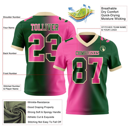 Custom Green Pink-Cream Mesh Authentic Gradient Fashion Football Jersey - Sky-Custom