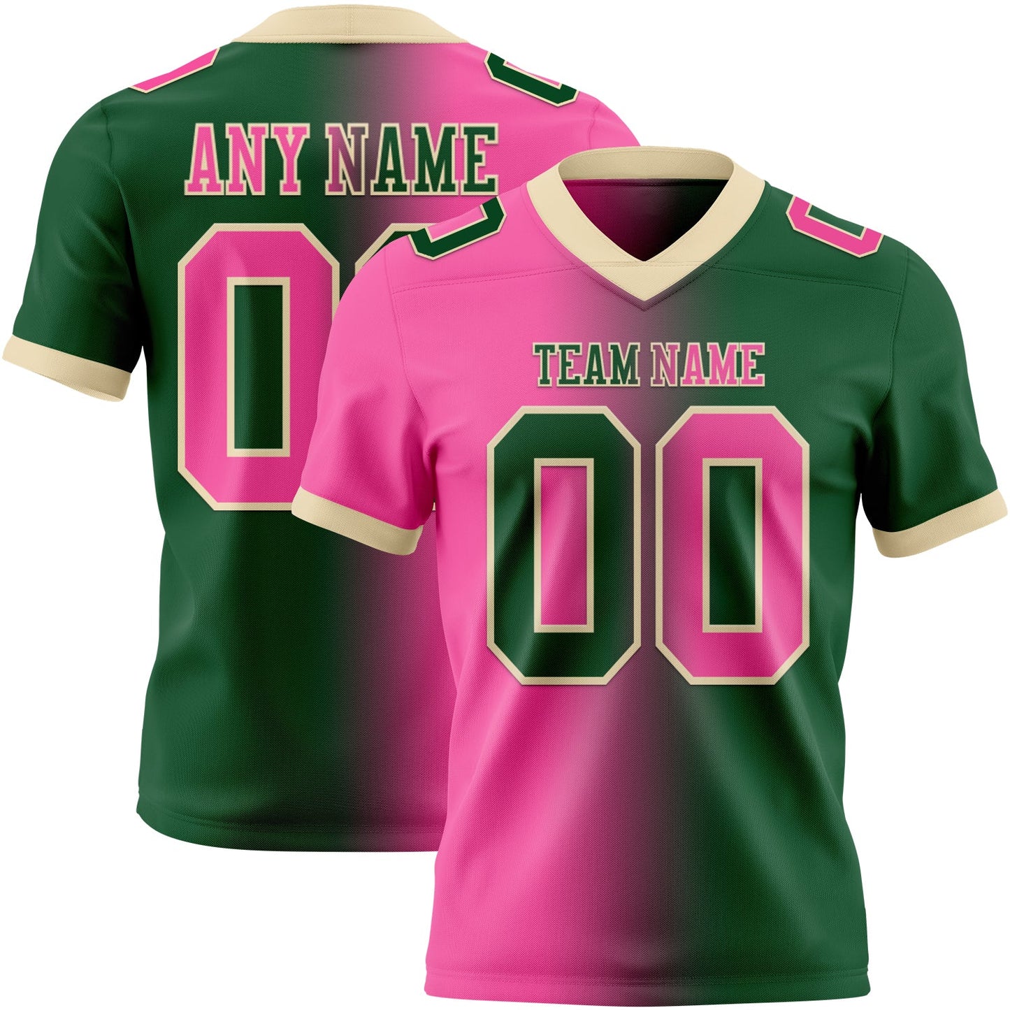 Custom Green Pink-Cream Mesh Authentic Gradient Fashion Football Jersey - Sky-Custom