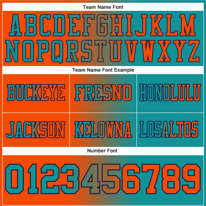 Custom Teal Orange-Navy Mesh Authentic Gradient Fashion Football Jersey - Sky-Custom