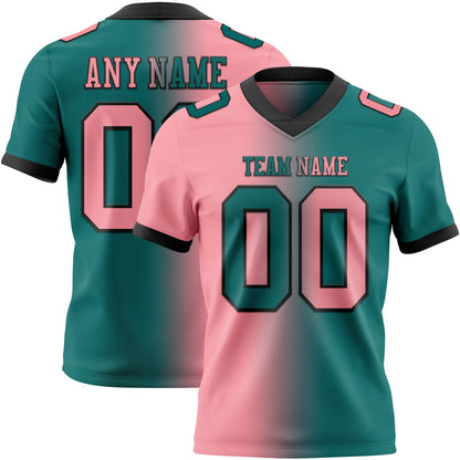 Custom Teal Medium Pink-Black Mesh Authentic Gradient Fashion Football Jersey - Sky-Custom