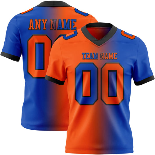 Custom Thunder Blue Orange-Black Mesh Authentic Gradient Fashion Football Jersey - Sky-Custom