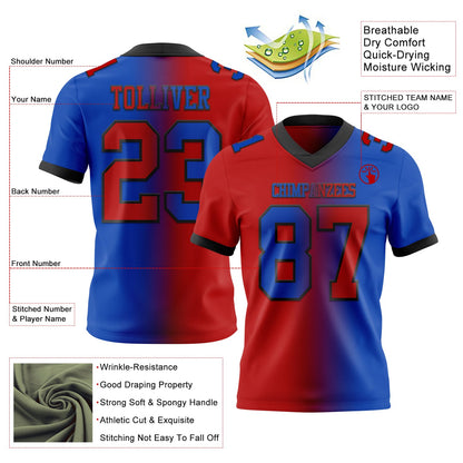 Custom Thunder Blue Red-Black Mesh Authentic Gradient Fashion Football Jersey - Sky-Custom
