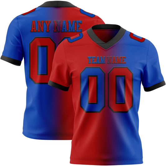 Custom Thunder Blue Red-Black Mesh Authentic Gradient Fashion Football Jersey - Sky-Custom
