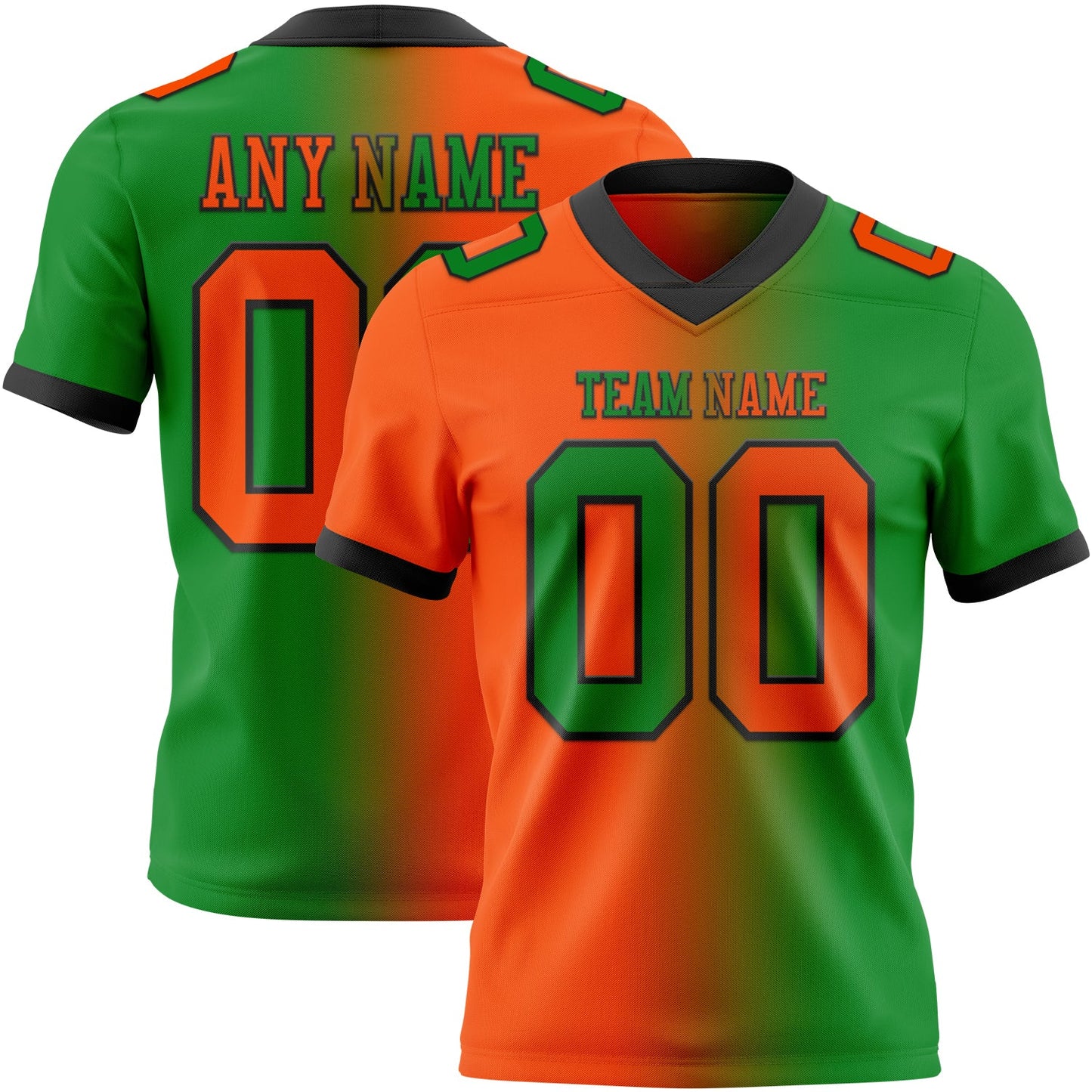 Custom Grass Green Orange-Black Mesh Authentic Gradient Fashion Football Jersey - Sky-Custom