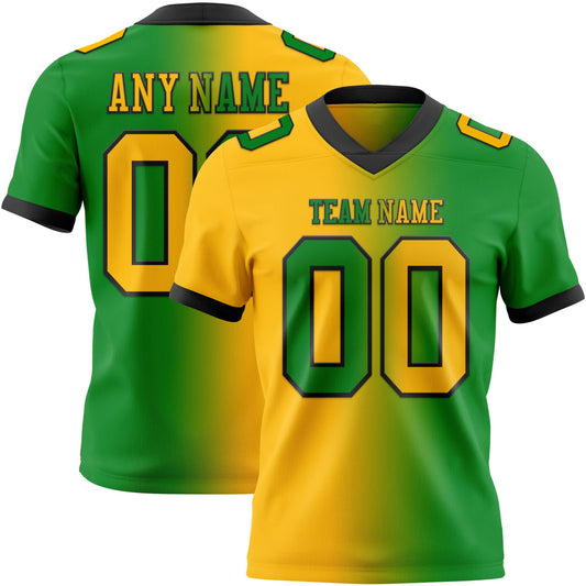 Custom Grass Green Gold-Black Mesh Authentic Gradient Fashion Football Jersey - Sky-Custom