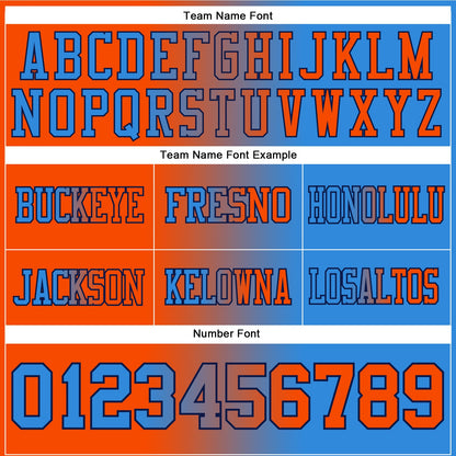 Custom Powder Blue Orange-Navy Mesh Authentic Gradient Fashion Football Jersey - Sky-Custom