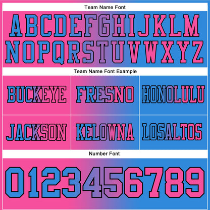 Custom Powder Blue Pink-Black Mesh Authentic Gradient Fashion Football Jersey - Sky-Custom