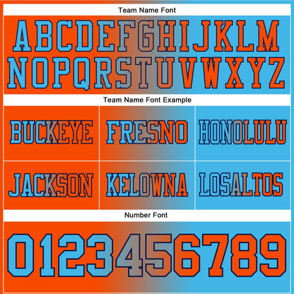 Custom Sky Blue Orange-Navy Mesh Authentic Gradient Fashion Football Jersey - Sky-Custom