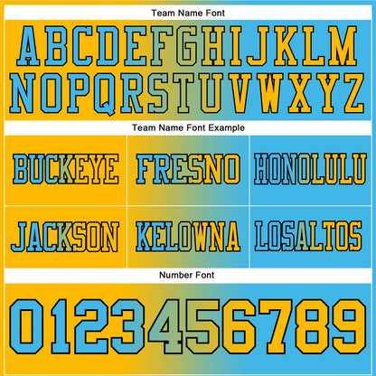 Custom Sky Blue Gold-Black Mesh Authentic Gradient Fashion Football Jersey - Sky-Custom