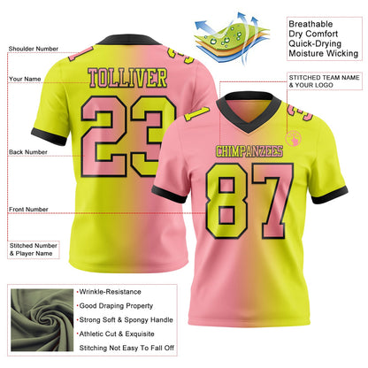 Custom Neon Yellow Medium Pink-Black Mesh Authentic Gradient Fashion Football Jersey - Sky-Custom