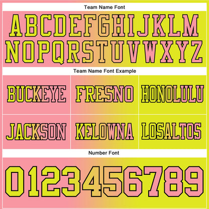 Custom Neon Yellow Medium Pink-Black Mesh Authentic Gradient Fashion Football Jersey - Sky-Custom
