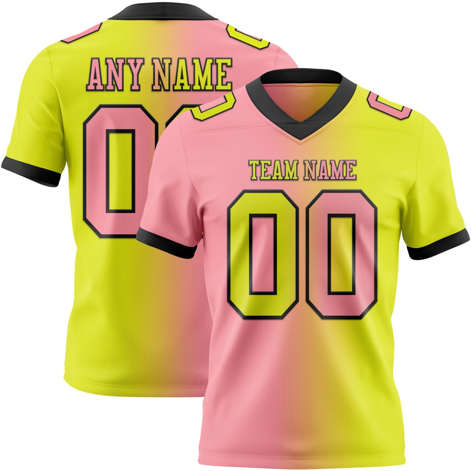 Custom Neon Yellow Medium Pink-Black Mesh Authentic Gradient Fashion Football Jersey - Sky-Custom