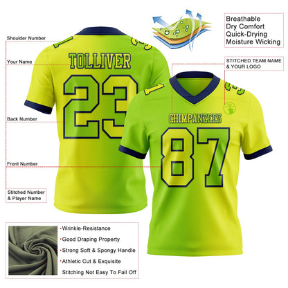 Custom Neon Yellow Neon Green-Navy Mesh Authentic Gradient Fashion Football Jersey - Sky-Custom